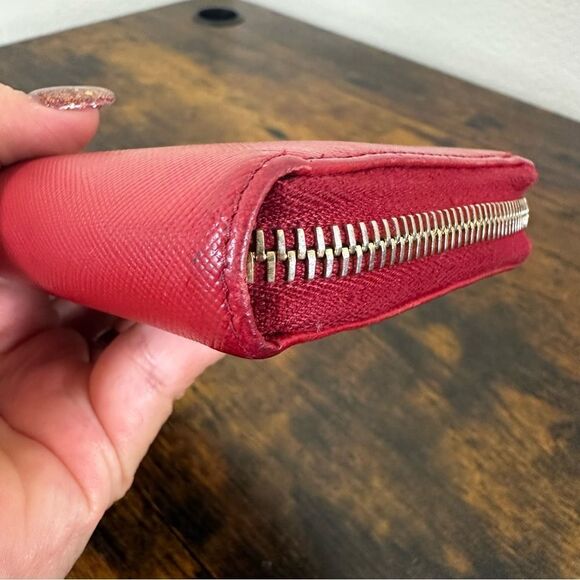 Prada Triangle Saffiano Leather Long Wallet Red W/ Certificate of Authenticity - Picture 10 of 14